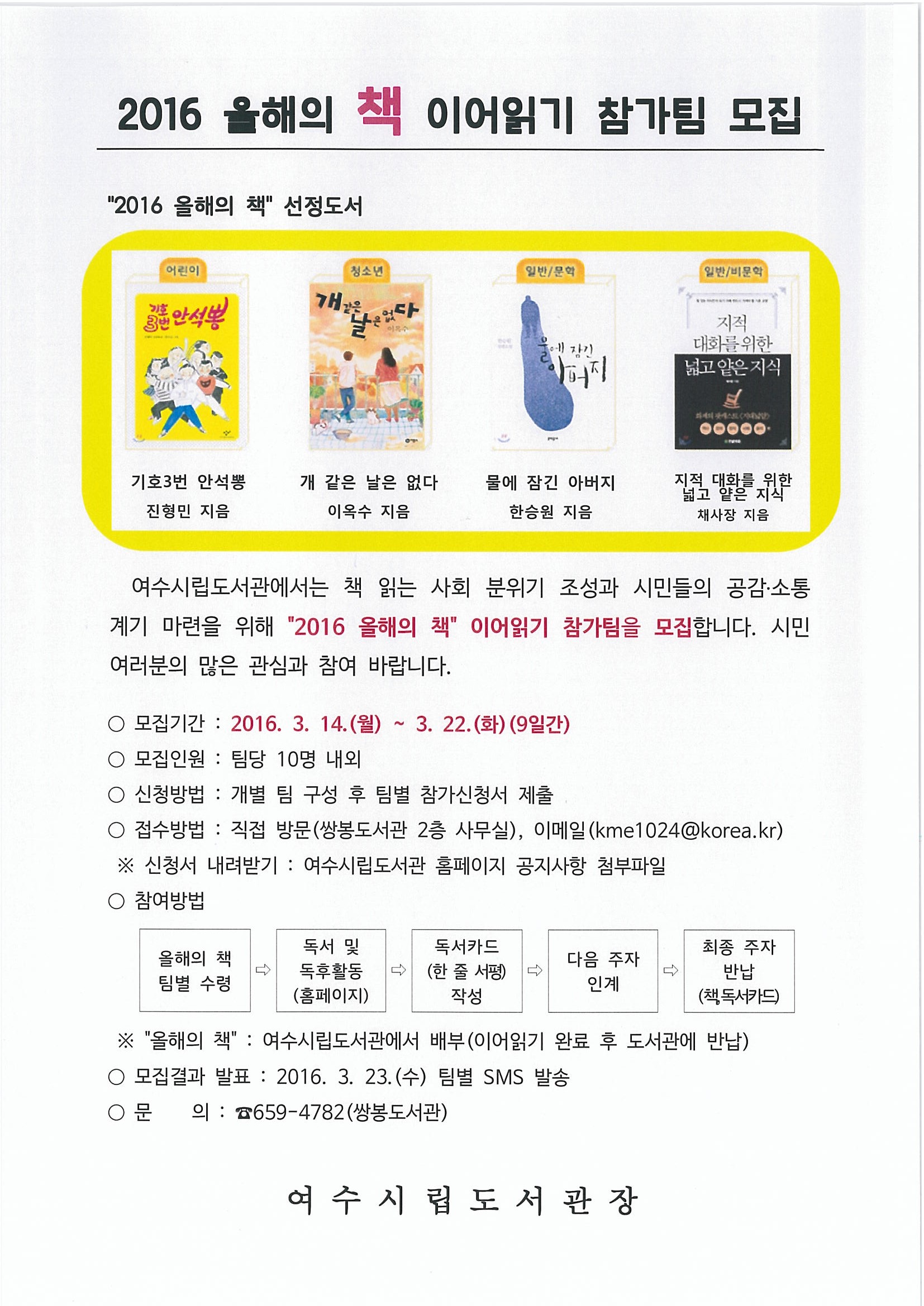 "2016 올해의 책" 이어읽기 참가팀 모집